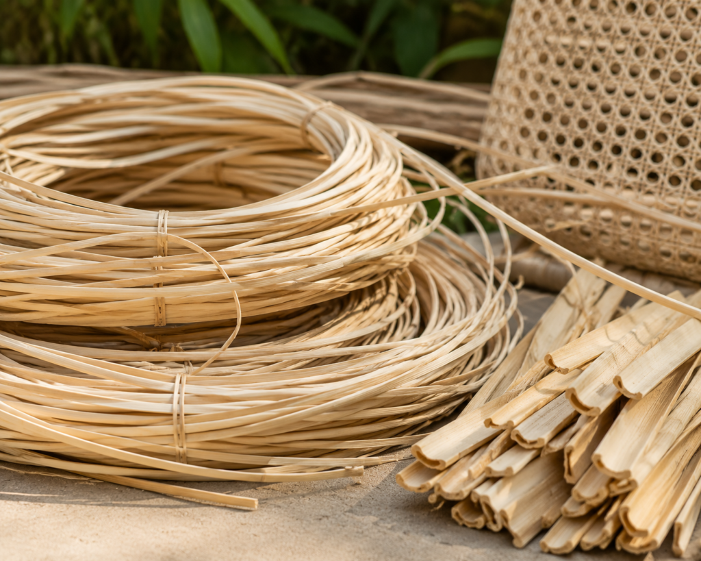Cane is the outer skin peeled off rattan vine