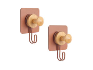 Goodys Strong Self Adhesive Wall Hooks for Hanging (2Pcs), Heavy-Duty Rustproof Aluminium Drill-Free Wall Hooks for Wall Heavy Items, Ideal for Coat, Kitchen & Bathroom Towel Hanging (Reddish Brow