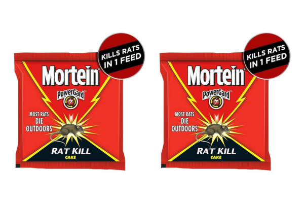 Mortein PowerGard Rat Kill Cake - 100g Kills Rats Outdoors in One Feed Effective Against All Types of Rats Effective Rat Killer for Home, Car & Outdoors Kills Rat, Mouse and Rodents (Pack of 2)