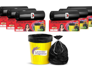 Shalimar Premium (Lavender Fragrance) Scented Garbage Bags Medium 19 X 21 Inches 180 Bags (30 Bags X 6 Rolls) Dustbin BagTrash Bag (Black) - Perforated Box for Easy Dispensing
