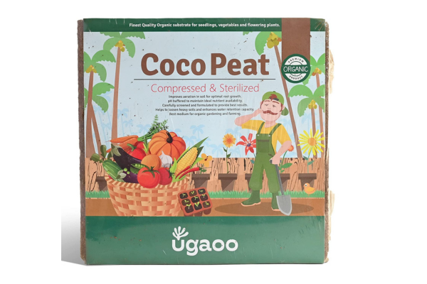 Ugaoo Cocopeat Block 5 Kg Expands Upto 75 litres of Light Coco Peat Growing Medium Pre-Washed Low-EC Cocopeat for Plants Seed Starting Hydroponics and Potting Mix Indoor and Outdoor Garden
