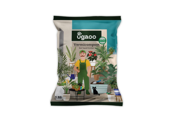 Ugaoo Organic Vermicompost for Plants 5 Kg Pure Earthworm Compost Manure Rich in NPK & Micronutrients Natural Plant Food for Indoor, Outdoor Flowering & Home Garden Sterilized and Odour-Free
