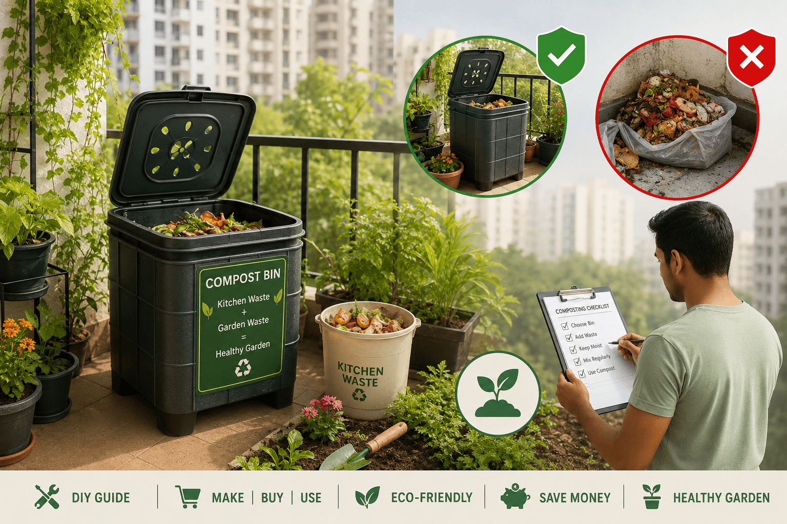 Compost Bin For Kitchen Waste And Garden : A DIY Guide to Make, Buy and Use It Compost Bin For Kitchen Waste And Garden : A DIY Guide to Make, Buy and Use It